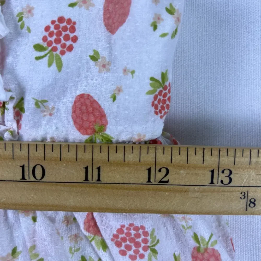 Joie Girls Sundress Size 8 White Raspberry Floral Ruffle Strap Cotton Dress Cute